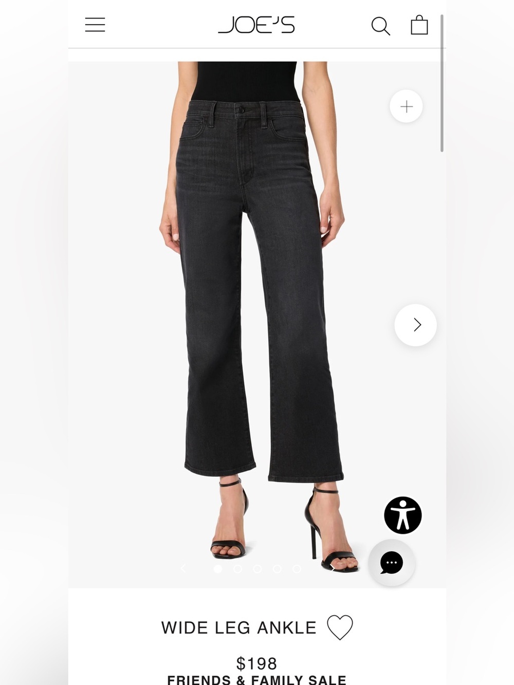 Joe's Jeans Wide Leg Ankle Kacey Jeans in Black